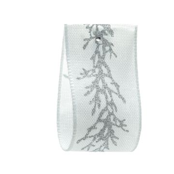 White Metallic Print Natural Tape