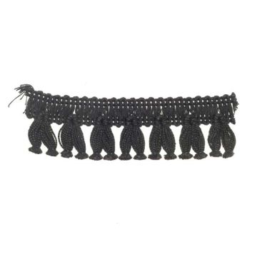 Black Bin End Cotton Tassel Fringe