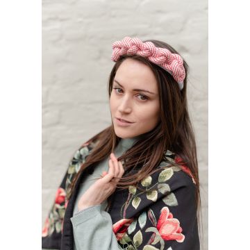 Red White Plaited Cord Headband