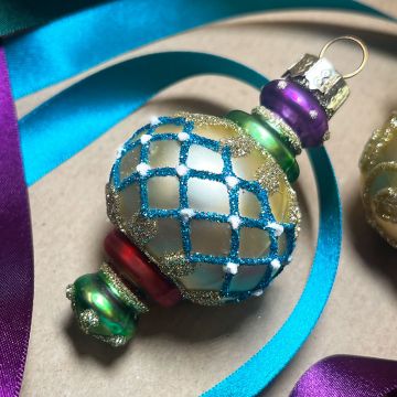 Gold and Teal Glass Ball