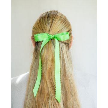 Lime Picot Edge Satin Hair Bow