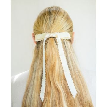 Oyster Shell Picot Edge Satin Hair Bow