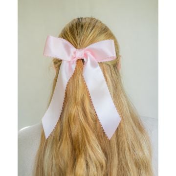 Pale Stock Picot Edge Satin Hair Bow