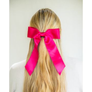 Sissinghurst Pink Picot Edge Satin Hair Bow