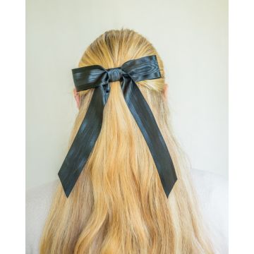 Black Moire Satin Bow