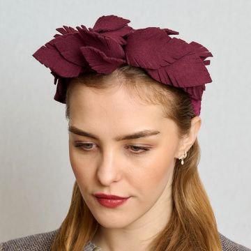 Dark Amaryllis Felt Fern Headband