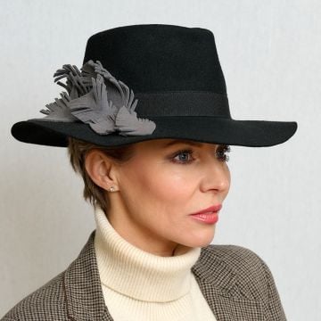 Black Handcut Fern Trilby