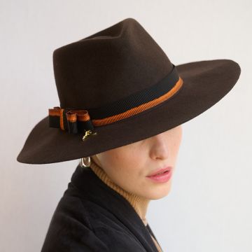 Bark Felt Trilby With ombre Ribbon