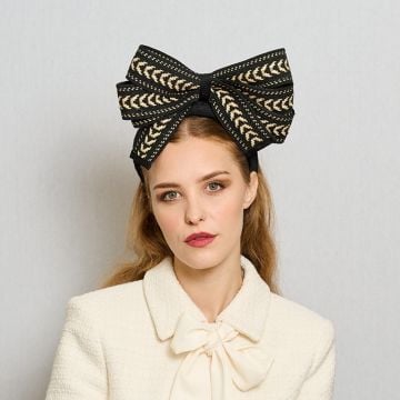 Black Jacquard Bow Headband