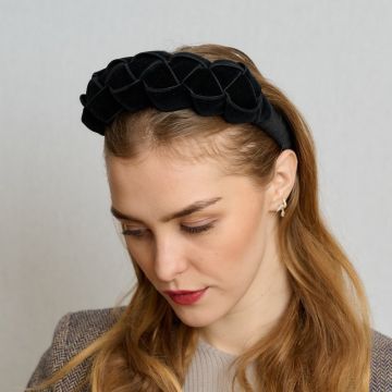 Black Velvet Lattice Headband
