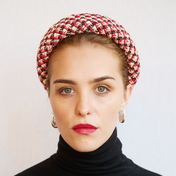 Red Black White Coco Tweed Headband