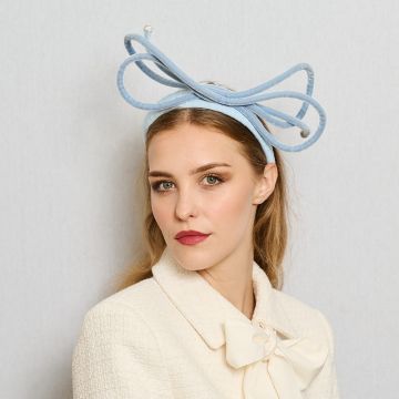 Cornflower Piped Bow Headband