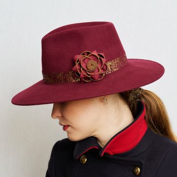 Dark Amaryllis Suede Band Trilby
