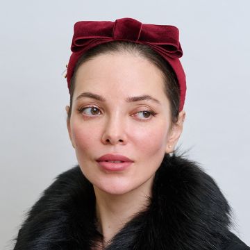 Dark Amaryllis Velvet Bow Headband
