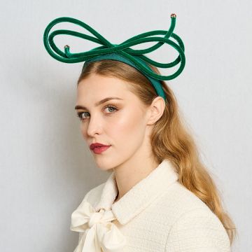 Emerald Piped Bow Headband