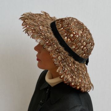 Brown Feathered Hat