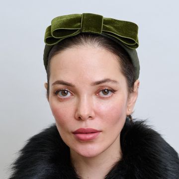 Leaf Green Velvet Bow Headband