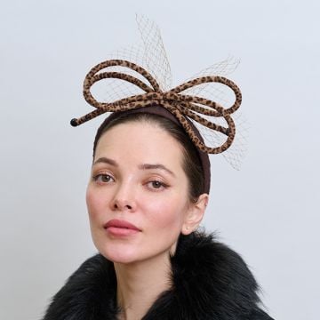 Leopard Piped Bow Headband