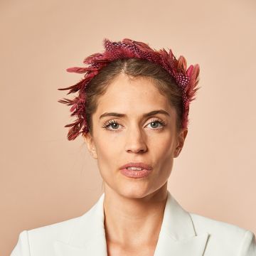 Ripe Plum Spotted Feather Headband