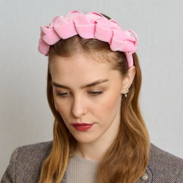 Rose Blush Velvet Lattice Headband