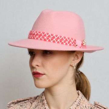 Rose Pink Sequin Braid Trilby