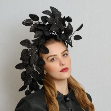 Black Sequin Party Leaf Headress