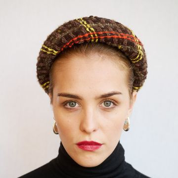Fluro Yellow Brown Tweed Headband
