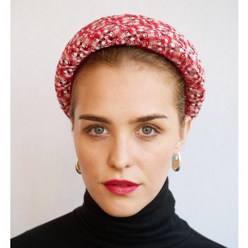 Post Box Red White Coco Tweed Headband