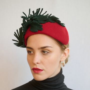 Red Felt Halo Hand Cut Felt Leaves