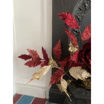 Bugundy Velvet Leaf Spray