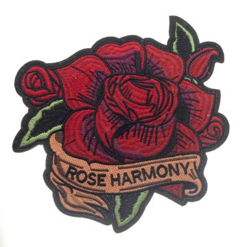 Red Embroidered Rose Motif