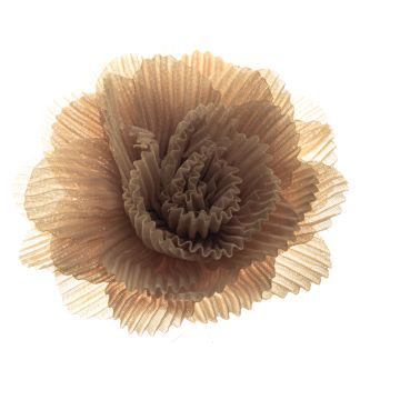 Barley Dust Pleated Flower on Clip