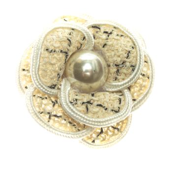 Black and White Tweed Pearl Brooch Pin