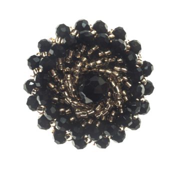 Black Beaded Brooch