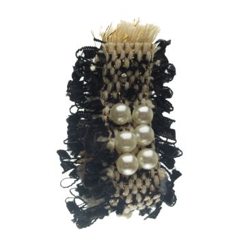 Black Cream Braid with Pearls