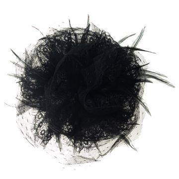 Black Feather and Lace Corsage