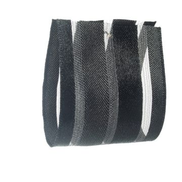 Black Satin Organdy Stripe
