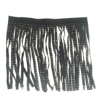 Black Suede Diamante Fringe