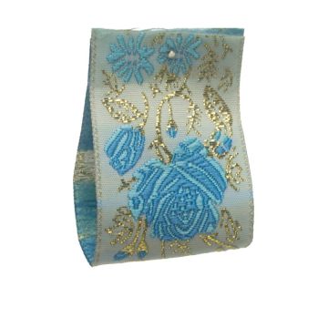Cornflower Floral Metallic Jacquard