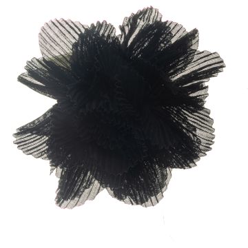Black Pleated Flower on Clip