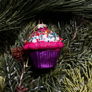 Old Fuchsia Viola Purple Glass Cupcake