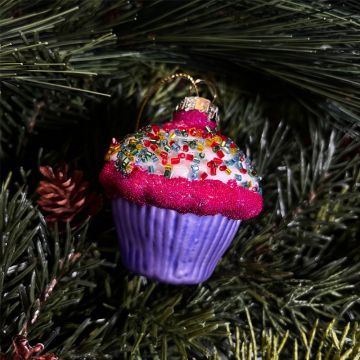 Peonie Red Purple Thistle Glass Cupcake