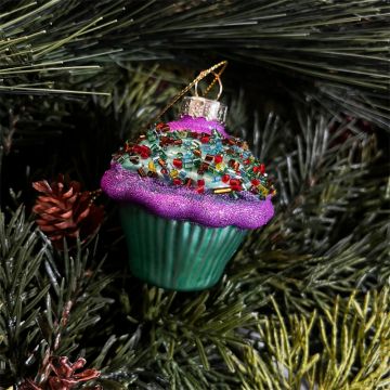 Purple Thistle Glass Cupcake