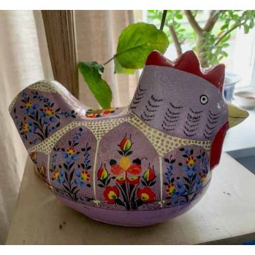 Damson Mauve Hand Painted Chicken Box