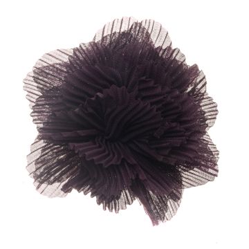 Damson Pleated Flower on Clip