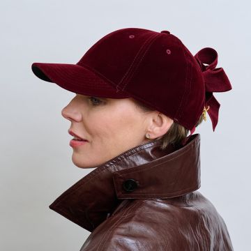 Dark Amaryllis Velvet Jockey Cap