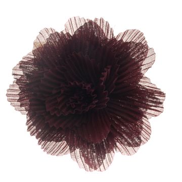 Dark Amaryllis Pleated Flower on Clip