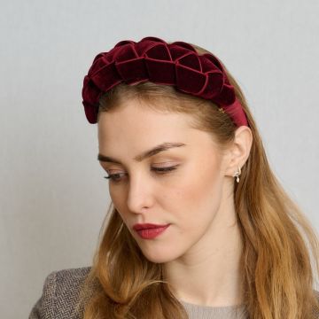 Dark Amaryllis Velvet Lattice Headband