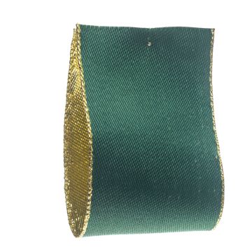 Deep Forest Gold Edge Wired Ribbon