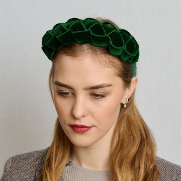 Deep Forest Velvet Lattice Headband